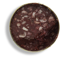 Image showing tin can with black pudding