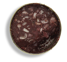 Image showing tin can with black pudding