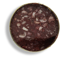 Image showing tin can with black pudding