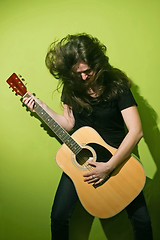 Image showing Rock woman and guitar