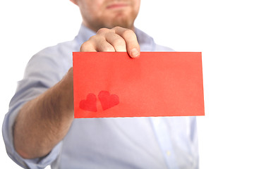 Image showing Man holds love letter