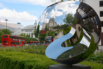 Image showing St. Paul's Cathedral reflected in a sculpture