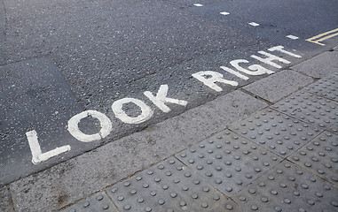 Image showing Look Right at a pedestrian crossing