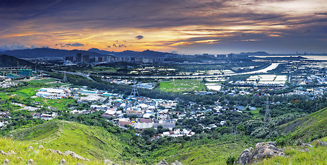 Image showing HongKong sunset , Yuen Long district