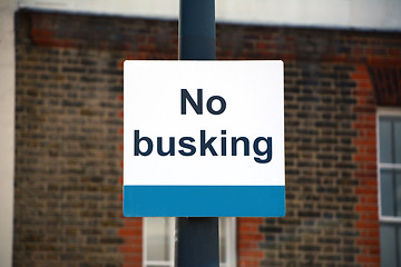 Image showing No busking sign 