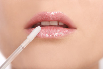 Image showing Lip gloss close-up