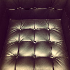 Image showing Black leather armchair