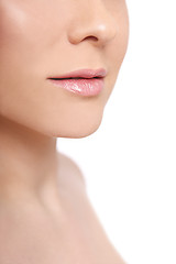 Image showing Woman in profile with open lips