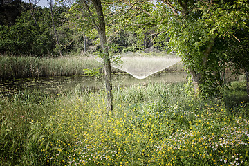 Image showing Fishing hut on the lagoon