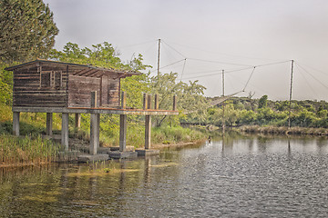 Image showing Fishing hut on the lagoon