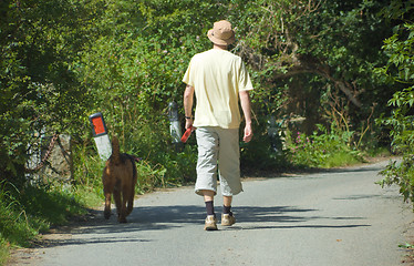 Image showing Male Walking with Dog