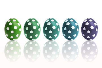 Image showing Hand-painted colorful easter eggs