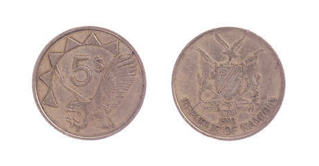 Image showing Old five dollar coin, Namibian currency