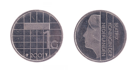 Image showing One dutch Guilder coin, old money from the Netherlands