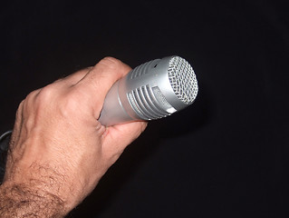 Image showing Holding a microphone