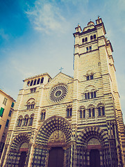 Image showing Retro look St Lawrence cathedral in Genoa