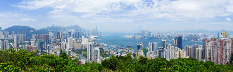 Image showing Aerial view of Hong Kong harbor