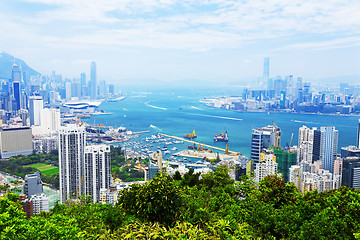 Image showing Aerial view of Hong Kong harbor