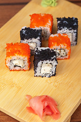 Image showing tobico sushi rolls