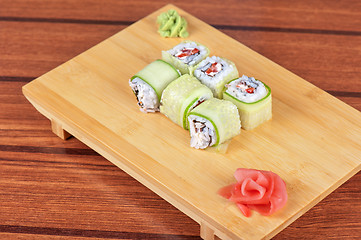 Image showing cucumber sushi rolls