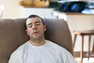 Image showing Lazy Man Sleeping on the Sofa