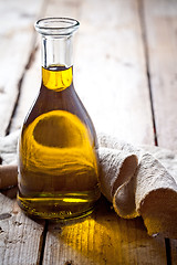 Image showing fresh olive oil in bottle 