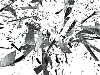 Image showing Sharp pieces of smashed glass isolated