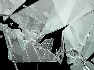Image showing Pieces of demolished or Shattered glass isolated