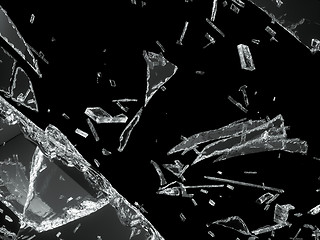 Image showing Destructed or Shattered glass isolated on black