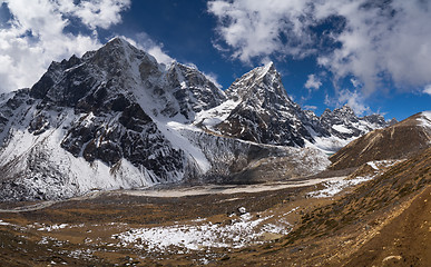 Image showing Cholatse peak and Pheriche Valley in Himalayas