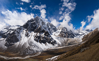 Image showing Pheriche Valley and Cholatse peak in Himalaya