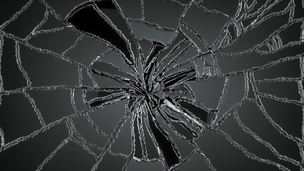 Image showing Cracked or Shattered glass on black