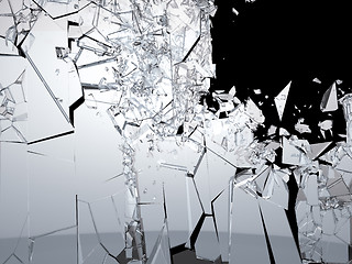 Image showing Pieces of Shattered glass on black background