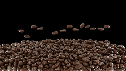 Image showing Mixed roasted coffee beans over black 