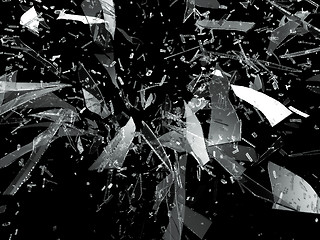 Image showing Shattered or smashed glass sharp Pieces