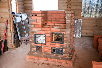 Image showing half unfinished brick stove