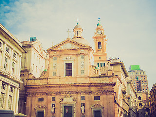 Image showing Retro look Chiesa del Gesu in Genoa