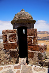 Image showing lanzarote  spain the old wall castle  sentry tower and door  in 