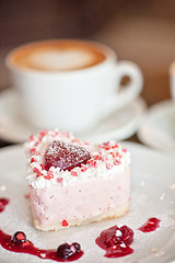 Image showing heart-shaped valentine cake