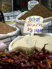 Image showing Different rice varieties at the market