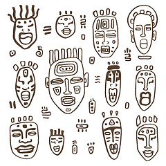 Image showing African Masks set.