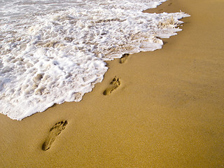 Image showing Footprints at the beach