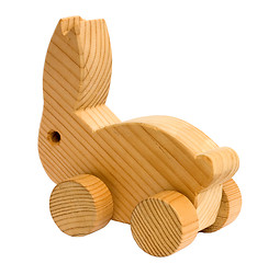 Image showing Vintage wooden toy rabbit