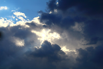 Image showing Dark blue sky with clouds