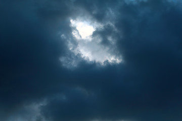 Image showing Dark blue sky with clouds