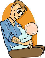 Image showing father with baby cartoon illustration