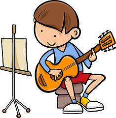 Image showing boy with guitar cartoon illustration