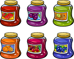 Image showing jams in jars set cartoon illustration