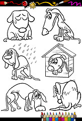 Image showing sad dogs group cartoon coloring book