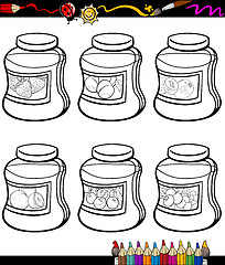 Image showing jams in jars set cartoon coloring book